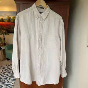 Eddie Bauer, men’s button-down, 100% Irish linen, oatmeal color, size Medium
